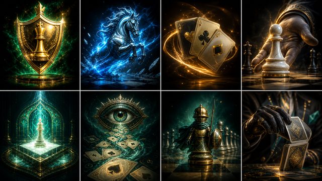 Royal Gambit: card art showing Power Card faces